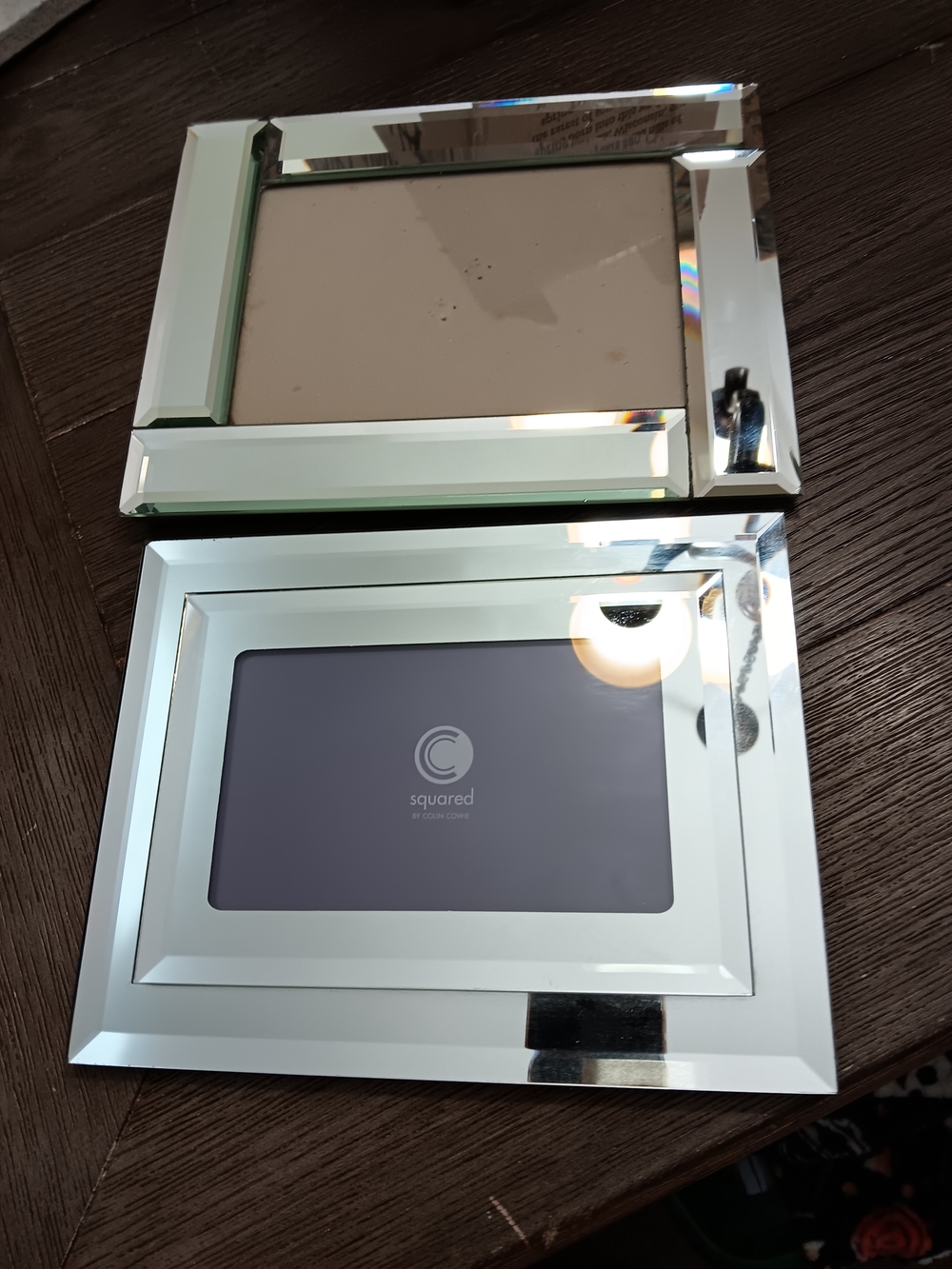 Two Mirrored Photo Frames- Silver Finish